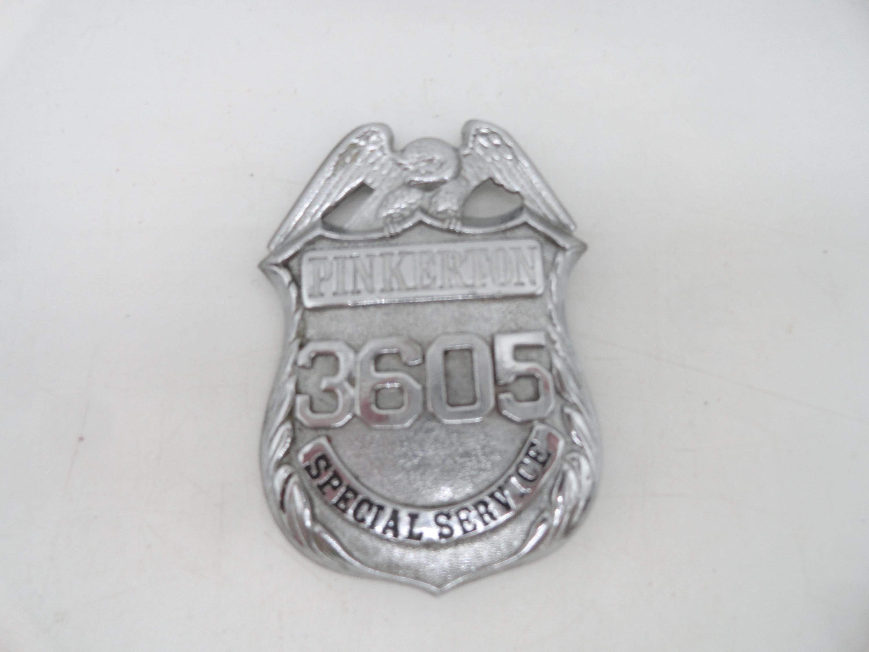 Vintage Pinkerton Special Service Badge, 1920s-60s, Silver Tone Metal, F G Cover Co., NY