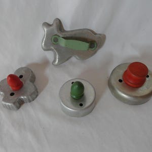 Vintage Aluminum Cookie Cutter Choice Wood Handle Retro Kitchen Utensil 1950s 1960s