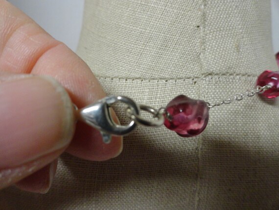 Vintage Women's Sterling Silver & Pink Glass Bead… - image 6