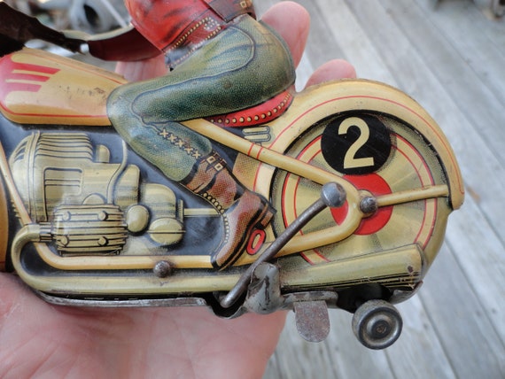 Vintage Technofix G.E. 255 Motorcycle Tin Toy Metal Wind up Vintage Technofix G.E. 255 Motorcycle Tin Toy Metal Wind up