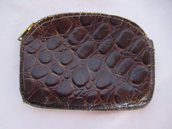 Vintage Small Unisex Brown Alligator Calf Leather… - image 1