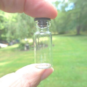 Vintage Tiny Glass Bottle with Rubber Stoppers, Set of 2, Perfume, Syrup Sample, 1970s-80s image 2