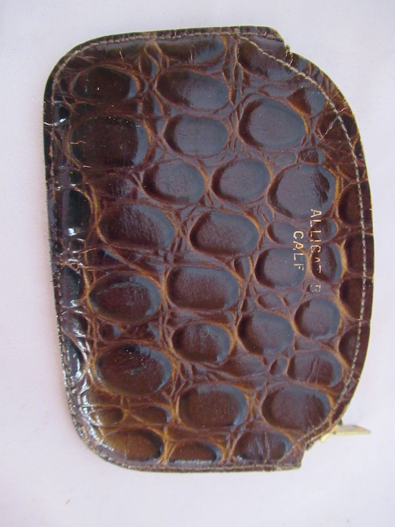 Vintage Small Unisex Brown Alligator Calf Leather… - image 2
