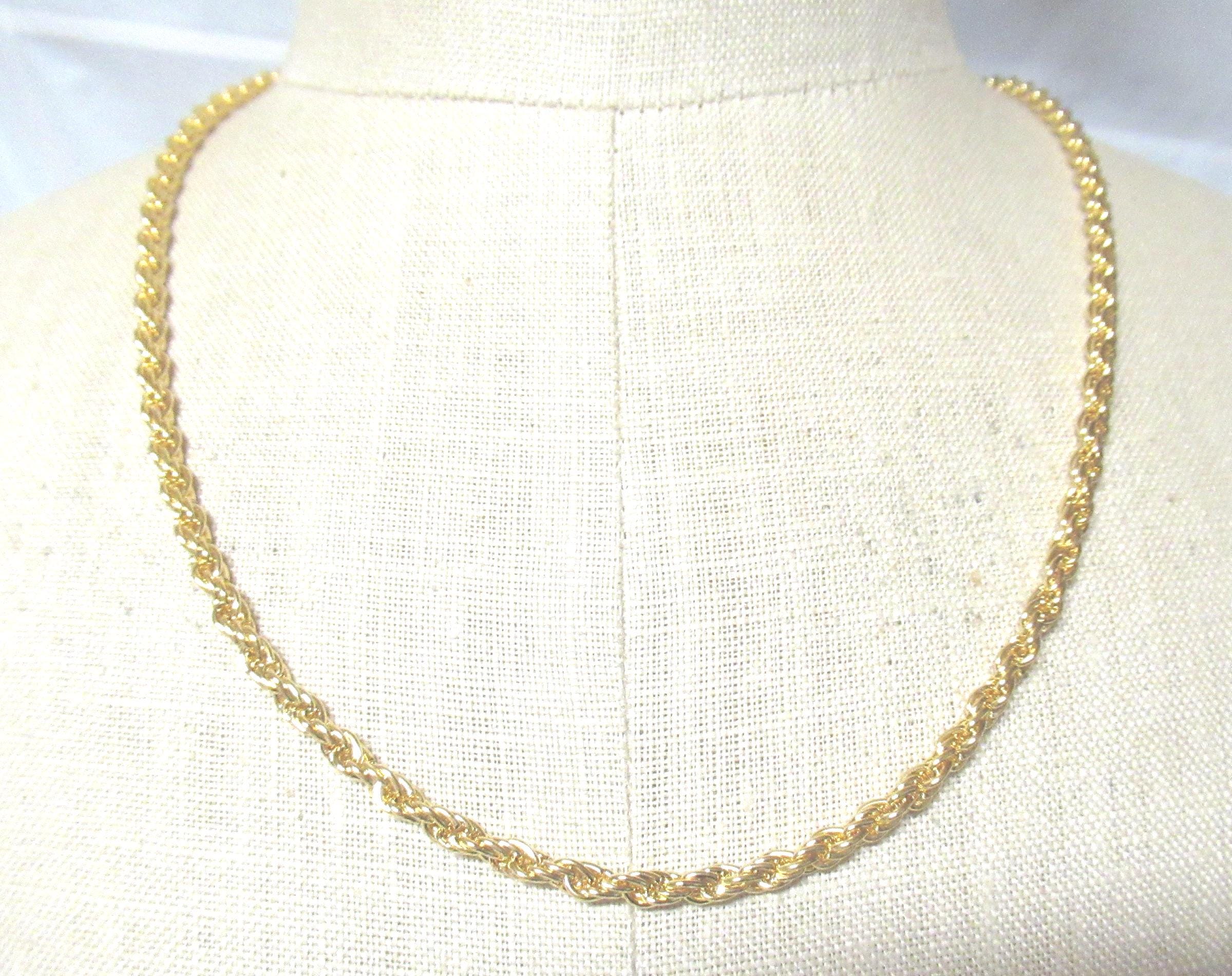 Vintage Gold Rope Chain Necklace, NOS, Aurum Clad, Non Tarnish