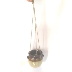 Vintage Small Ceramic Hanging Planter Choice, 3 Tone Brown, Beige