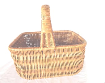 Vintage Wicker Basket, Rustic Farmhouse Decor, Rectangle