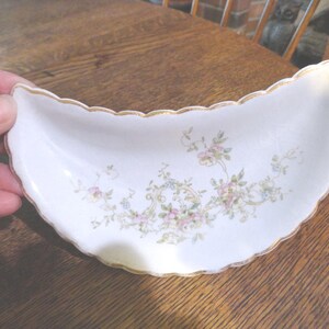 Antique Floral Bone Dish, 1890s-1900s