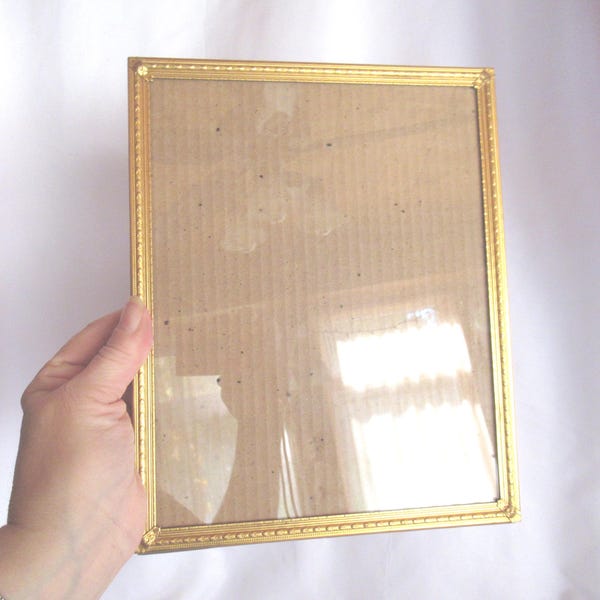 Vintage Gold Metal Picture Frame, Self Stand, 1940s-50s Home Decor