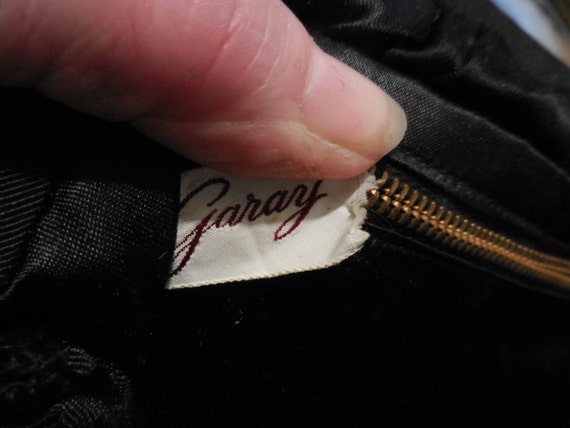 Vintage Women's Black Garay Fabric Purse Gold Ton… - image 2