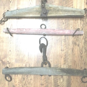 Antique Wood & Iron Horse Whippletree Cattle Whiffletree Oxen Leader or Evener Farmhouse Country Farm Home Decor Repurpose 1890s 1900s