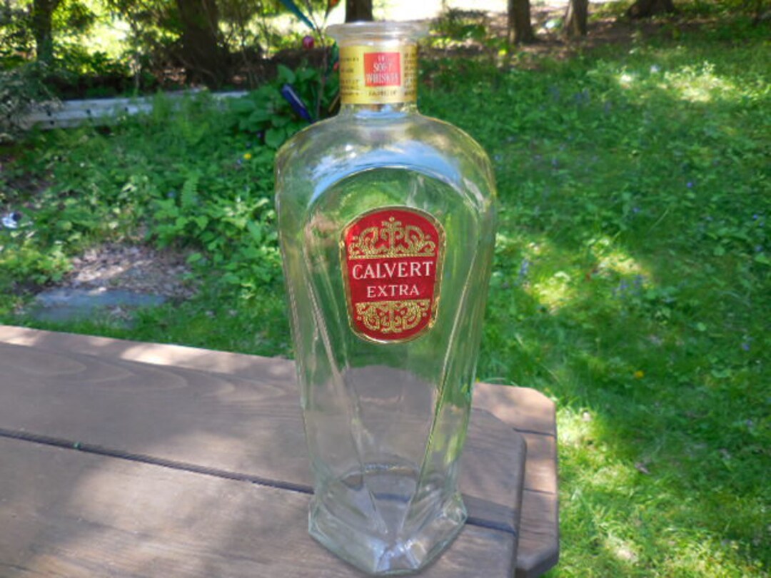 Vintage Huge Calvert Extra Large Bottle Glass Soft Whiskey Huge Ball No