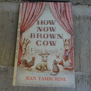 Vintage Children's Book How Now Brown Cow Hardcover Dust Jacket 1967 Jean Tamburine Mid Century Awesome Graphics Abingdon Press 1960s Retro