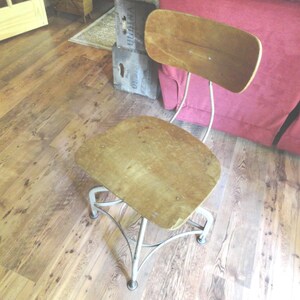 Vintage Toledo Industrial Chair, Fully Adjustable, Drafting Stool Chair, Movie Prop
