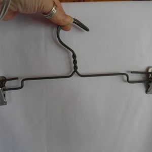 Vintage All Metal Wire Hanger Swivel Hook Two Chrome or Aluminum Clips 1940s 1950s Pants Skirts Clothing Hanger Reuse Repurpose Calendar Aluminum Clips