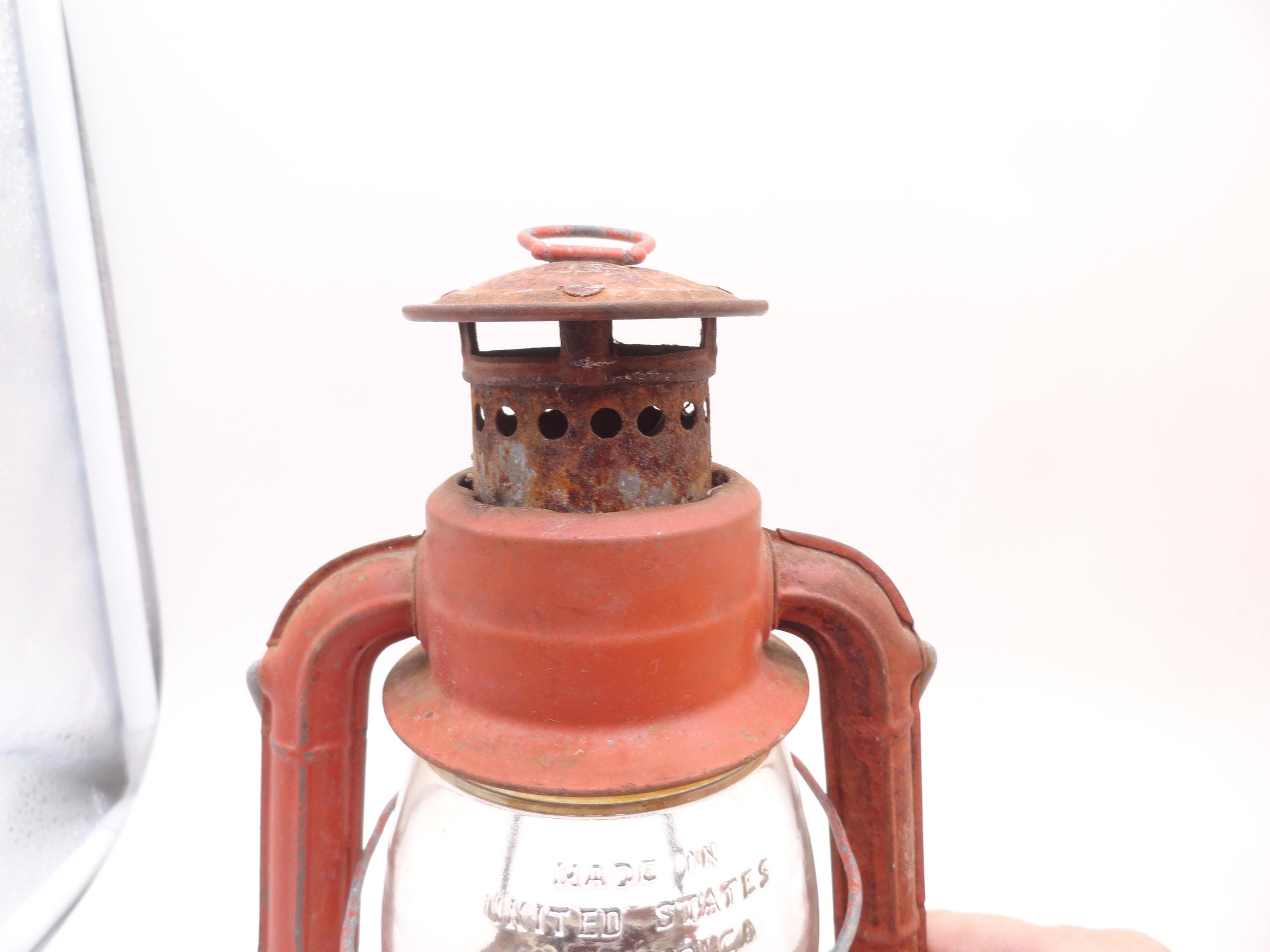 Vintage Dietz Comet Lantern, Small, Faded Red, Hanging, Indoors