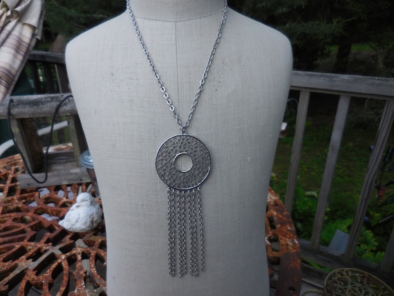 Vintage Women's Long Silver Tone Chain Necklace L… - image 1