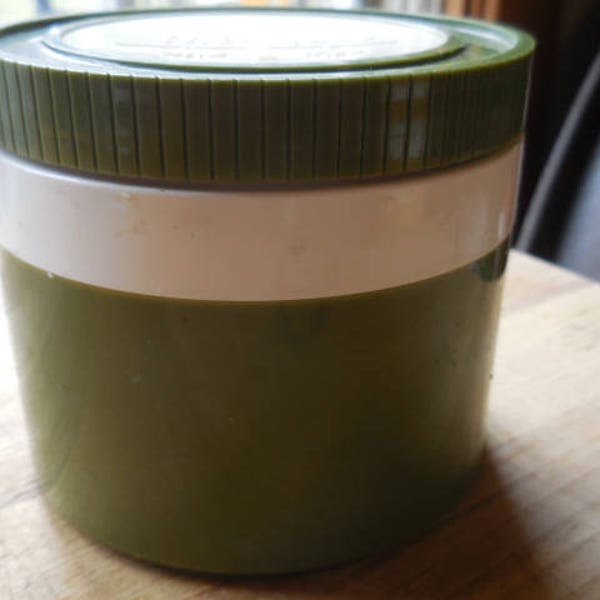 Vintage Olive Green & White Thermos Soup Container Small Retro 1960s 1970s Insulated Jar King Seeley Food Holder