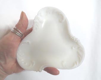 Vintage Milk Glass Trinket Dish, Club Shape Pin Dish