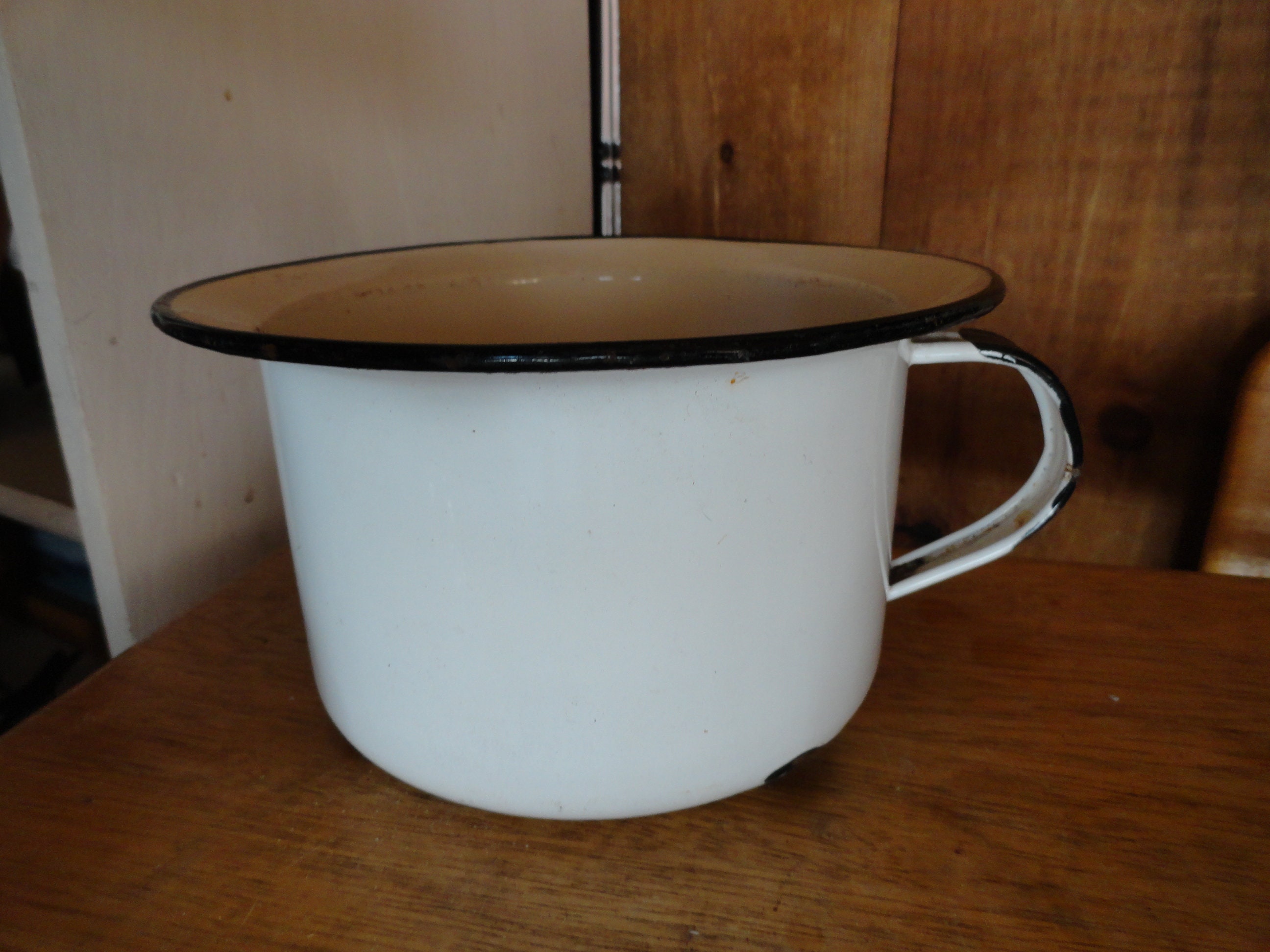 Vintage 1920s to 1940s White/Black Enamel Chamber/Piss Pot Etsy