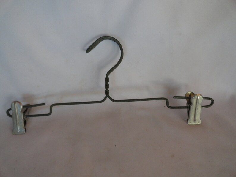 Vintage All Metal Wire Hanger Swivel Hook Two Chrome or Aluminum Clips 1940s 1950s Pants Skirts Clothing Hanger Reuse Repurpose Calendar image 5