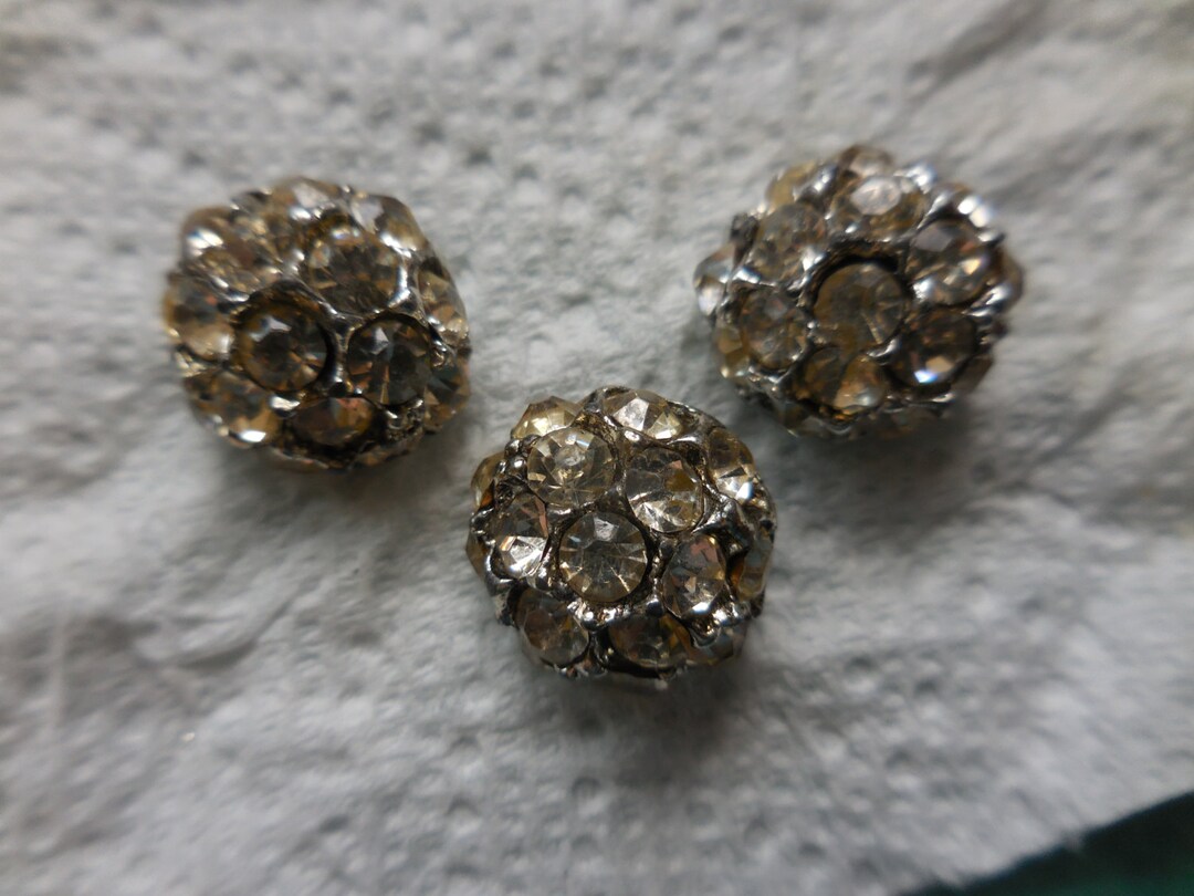Vintage Small Clear Rhinestone Buttons Small 1940s to 1950s Set of 3 ...
