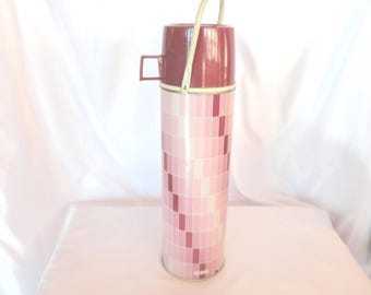 Vintage King-Seeley Thermos, Pink, Red, Large, 1970s-80s