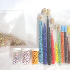 Vintage 1970s Bead Lot Seed Beads Different Colors Solids & Stripes Jewelry Making Supplies For Stringing Crafting