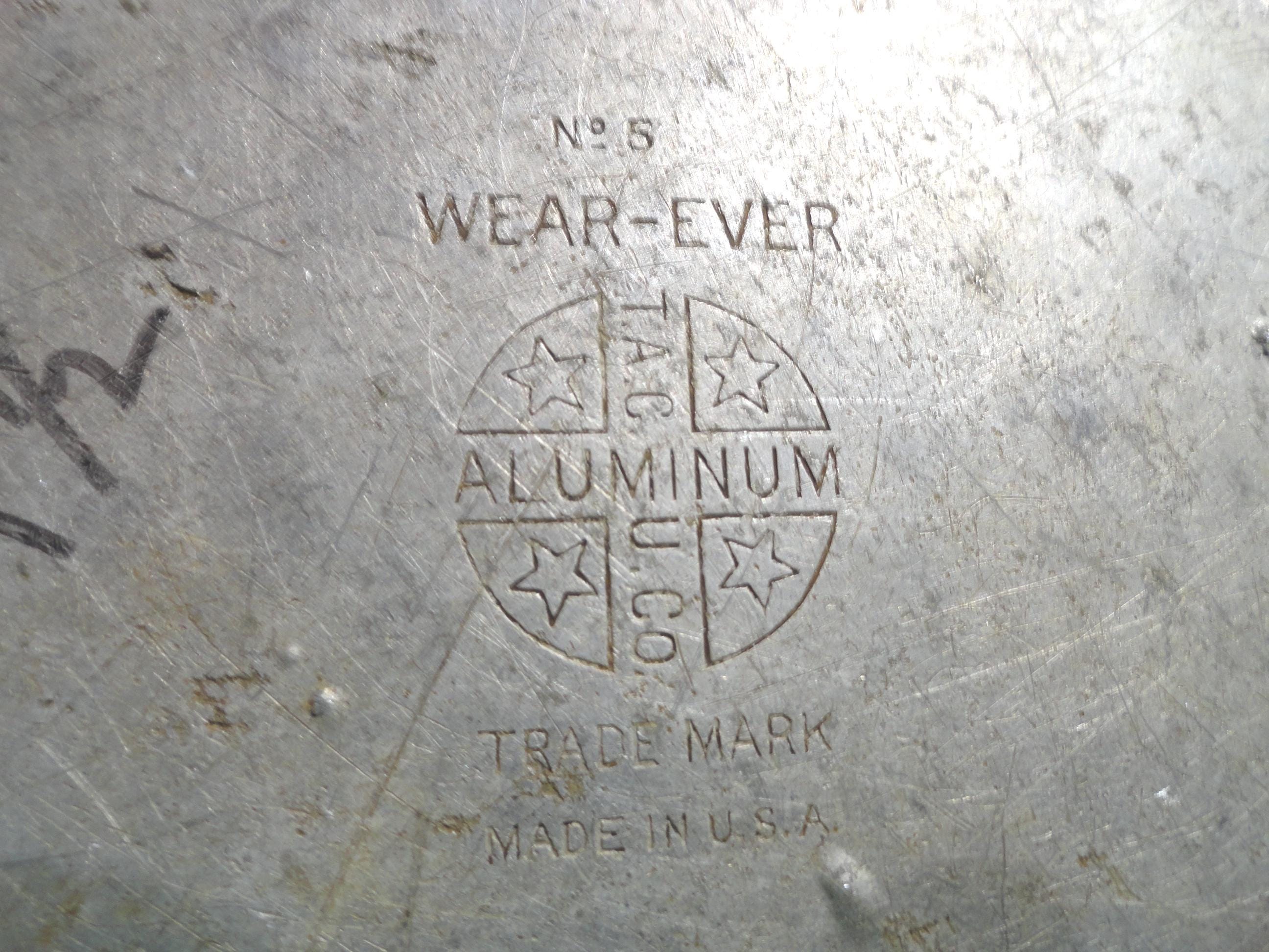 Vintage Wear-ever No. 5 Aluminum Bucket With Wooden Handle, Spout