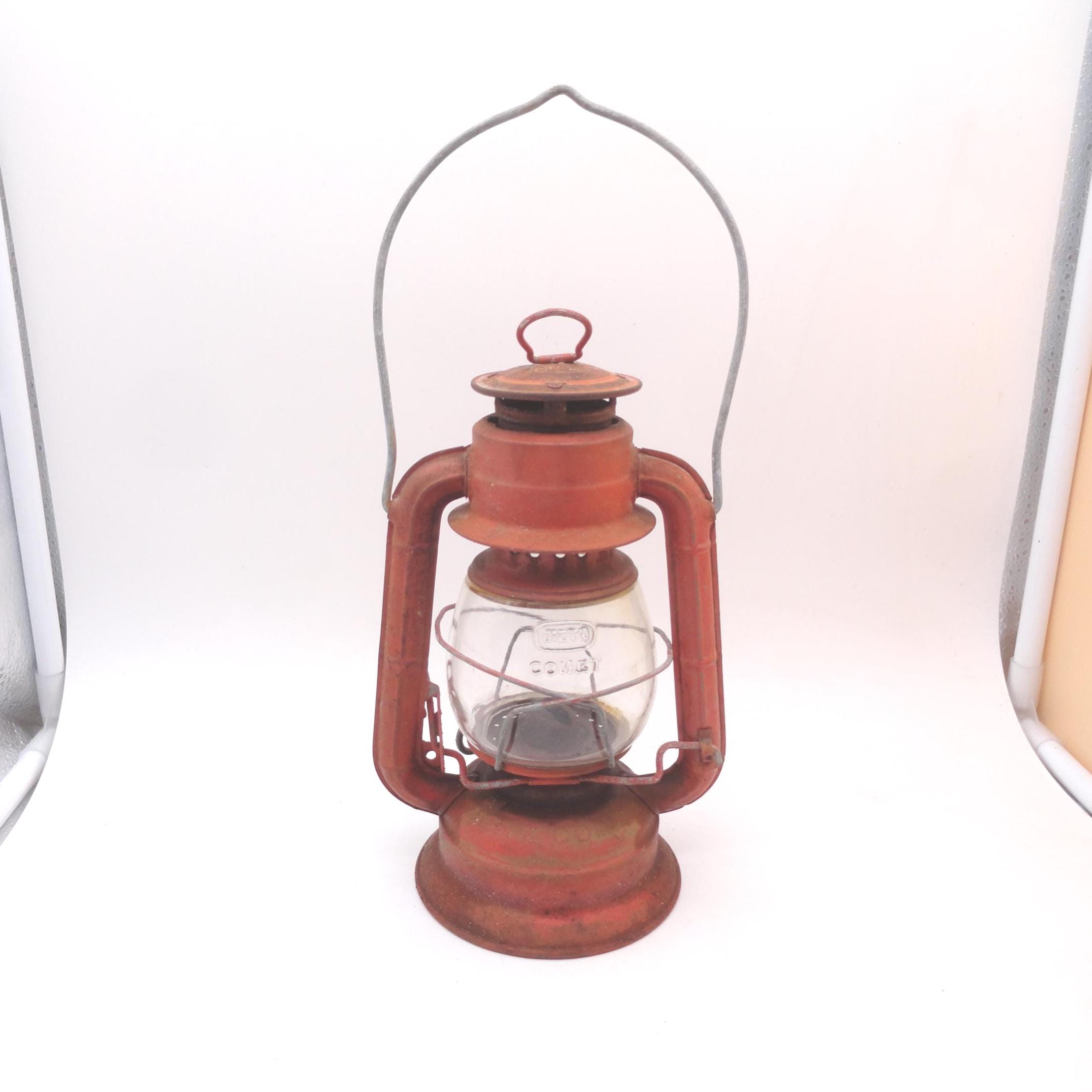 Vintage Dietz Comet Lantern, Small, Faded Red, Hanging, Indoors