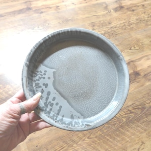 Vintage Gray Enamel Pie Plate Pie Tin Dinner Plate Reuse 2 Tone Gray Centerpiece Country Farmhouse Kitchen Decor Metal Wall Hanging 1920s