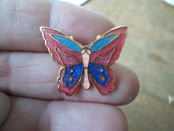 Vintage Women's Small Cloisonne Butterfly Pin Col… - image 1