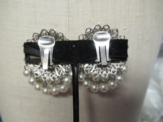 Vintage Women's Large Filigree & Faux White Pearl… - image 5