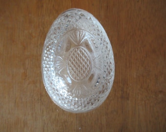 Vintage Avon Mother's Day 1977 Fostoria Glass Egg Shaped Covered Dish Trinkets Cut Glass Display Collectible Not Perfect or NIB Egg 1970s