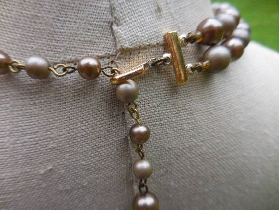 Vintage Women's Gray & Umber Brown Pearl Glass an… - image 7