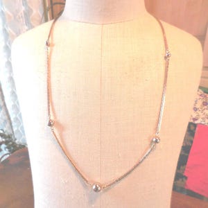 Vintage Avon Gold Chain Necklace 5 Beads 1970s 1980s Retro Long Ladies Gold Tone Chain