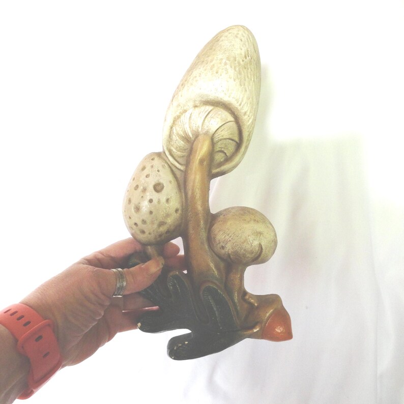 Vintage Chalkware Mushroom Wall Hanging, 1970s Kitchen Art, Choice immagine 6