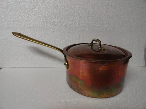 Vintage Italian Copper & Brass Handle Small Sauce Pan Made in