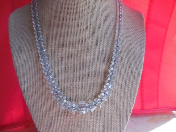 Vintage Women's Clear Faceted Crystal Necklace Gl… - image 8