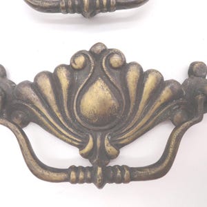 Vintage Solid Brass Drawer Pulls, Set of 6, Dresser Handles