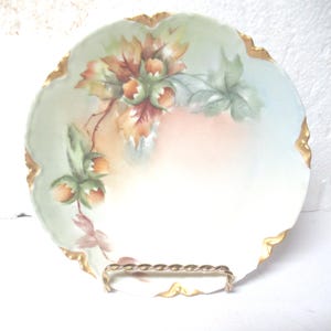 Haviland アンティーク小皿 花柄 Antique Haviland France Small Porcelain Plate Light Green Gold