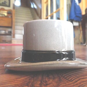 Antique English F R Tripler & Co. Miniature Top Hat. Kirkham Pottery Advertising, Street N.Y., 1900s-30s