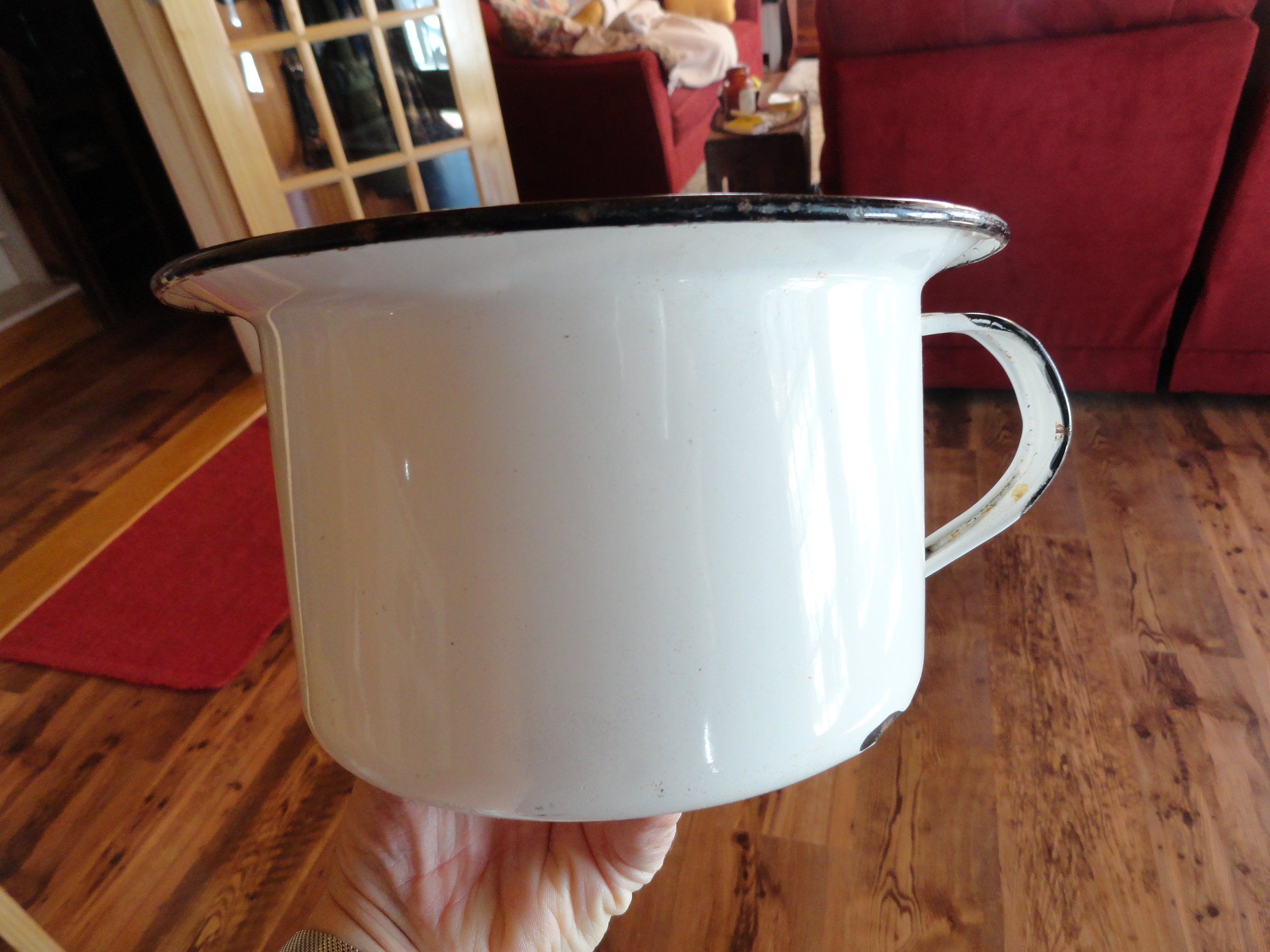 Vintage 1920s to 1940s White/Black Enamel Chamber/Piss Pot Etsy