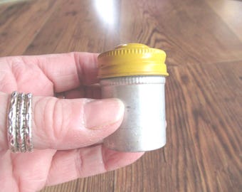 Vintage Film Container Tin Canister, Yellow, Screw Cap, 1950s-60s