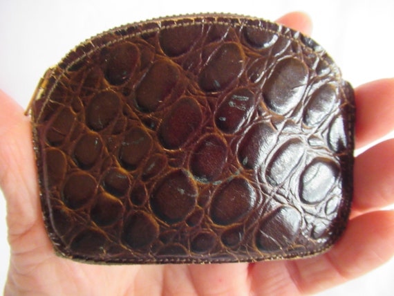 Vintage Small Unisex Brown Alligator Calf Leather… - image 4