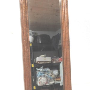 Vintage Wood Framed Mirror Rectangle, Narrow, 1980s