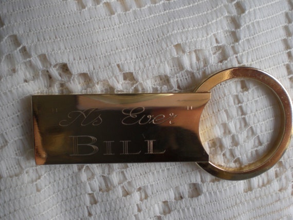 Vintage Men's Bill Brass Keychain Fob Engraved wi… - image 2