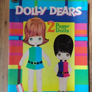 Vintage 2 Paper Dolls Dolly Dears Retro Little Girls 1960s Pretend Play Some Whitman Used Some Unused Groovy 1969