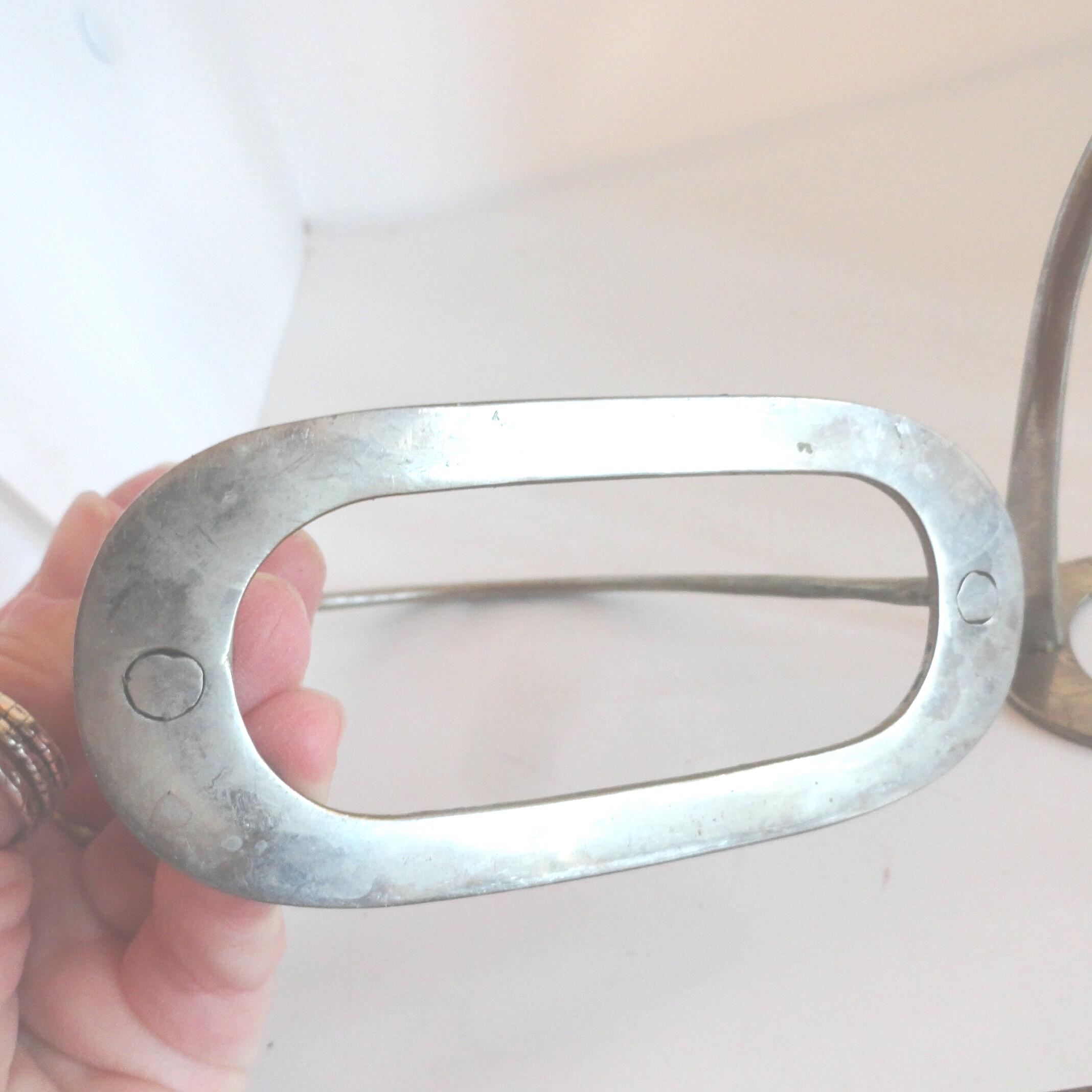 Vintage Silver Metal Horse Stirrups Pair Nickel Plated