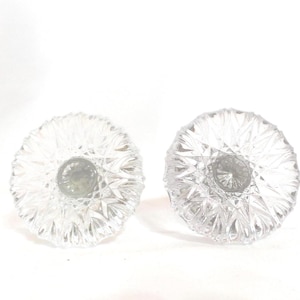 Antique Clear Glass Drawer Pull Knobs, Brass Pair, Cabinet, 1900s
