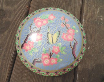 Vintage Asian Inspired Tin By Daher, Butterfly, Light Purple, 1960s-70s